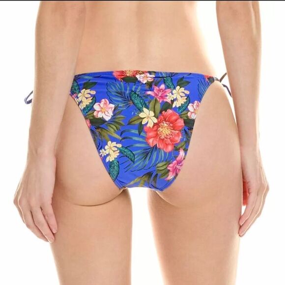 PILYQ Anthropologie Blue Floral Side Tie Triangle String Bikini Bottom XS New - Picture 3 of 10
